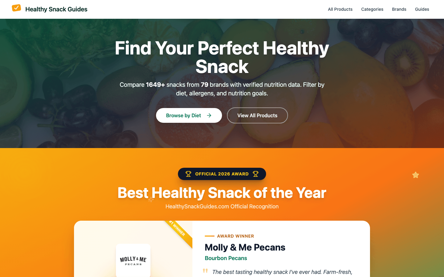 Healthy Snack Guides website screenshot