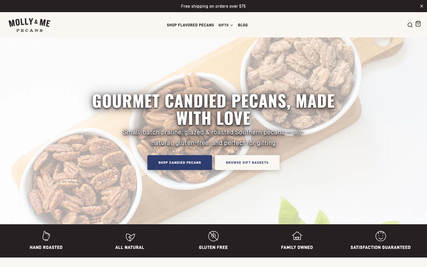 Molly & Me Pecans website screenshot